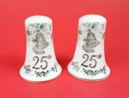 25th Anniversary Salt &amp; Pepper Shakers Pair VTG NOS Lefton Porcelain 01132 - £7.80 GBP