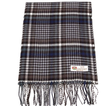 Men Women 100% Cashmere Scarf Wrap Made in England Plaid Brown/Purple/blue #F04 - £7.60 GBP