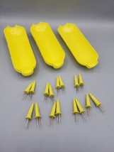 Corn On the Cob Set Of 8 Trays and 16 Corn Skewers Picks Holders - $6.48