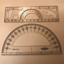 Vtg Lot 2 Protractor French Curve Multi-Tool Compass Hasbro USA Drafting Hexagon - £15.19 GBP