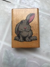 HAPPY HARE BUNNY RABBIT ONE EAR UP RUBBER STAMP COMOTION 493 SMALL - $12.91
