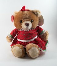 Russ Berrie Plush Bear Holly Luv Pets Dress Bow Vintage With Tags 11&quot; - £9.36 GBP