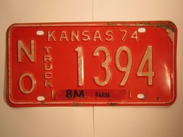 License Plate Truck Tag 1974 Kansas No 1394 Neosho County [Z94] - £6.75 GBP
