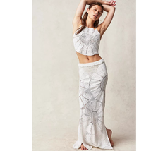 NWT Free People RAHI Jainsons Nautilus Maxi Skirt Set $330 X-SMALL White... - $169.20