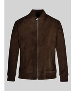 Suede Men Jacket Dark Brown  Handmade Genuine Lambskin Stylish Racer Bik... - $174.95 CAD+