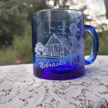 Nebraska Souvenir Blue Glass Coffee Mug FREE US SHIPPING  - £18.26 GBP