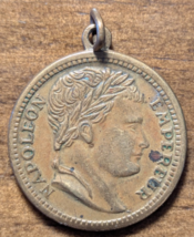 Vintage Napoleon I Empereur Pendant with Heraldic Dragon Reverse Brass M... - $11.62