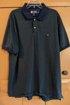 Vintage Chaps Ralph Lauren Polo Shirt Mens 2XL Green Blue Striped Short ... - $19.34