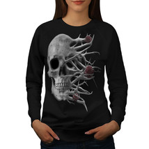 Wellcoda Roses Death Bad Guy Womens Sweatshirt, Biker Casual Pullover Jumper - £23.10 GBP+