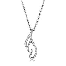 Fashion Women Asymmetrical Heart Shape CZ Pendant Stainless Steel Necklace 18" - £46.89 GBP