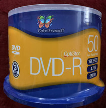 Brand *New Color Research DVD-R 50 Pack 16X 120 Mins 4.7GB Free Shipping - £19.44 GBP