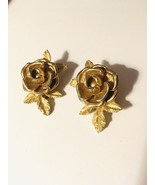 Vintage Earrings Clip On Sarah Coventry American Beauty Rose Flower Mid ... - $32.91 CAD