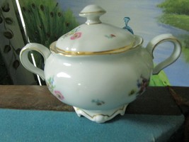 HUTSCHENREUTHER TIRSCHENREUTH GERMANY FLORAL COVERED SUGAR BOWL 4 1/2 X 7&quot; - $74.25