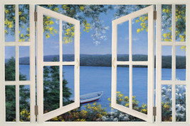Island Time with Window by Diane Romanello Fishing Boat Beach Art Print 20x30 ❤ - £155.17 GBP