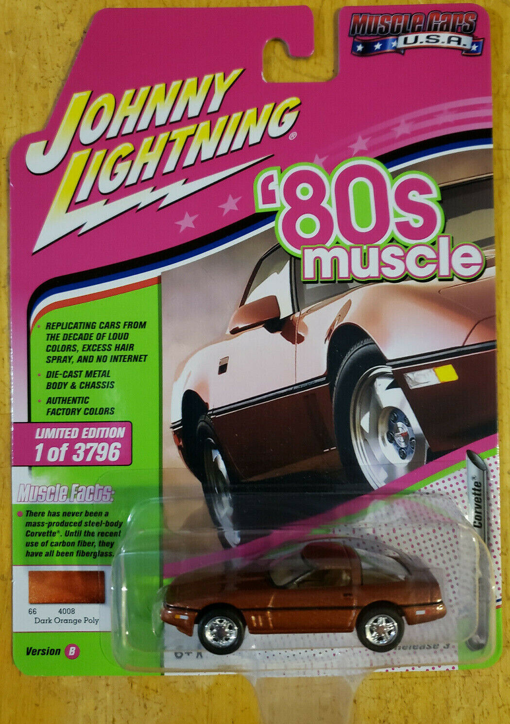 Johnny Lightning '80s Muscle 1988 Chevrolet Corvette Dark Orange - $9.99