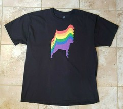 Black TShirt Tee Shirt Size 2XL Rainbow Dog Pattern  - £6.43 GBP