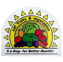 Eat Fruits And Vegetables Magnet Vintage 5 A Day Food Pyramid Multicolor... - £8.78 GBP