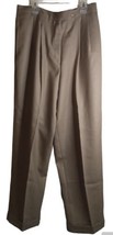  GIORGIO SANT&#39;ANGELO 14 PANTS 100% PURE WOOL PLEADED CUFF BROWN LINED  - £13.37 GBP