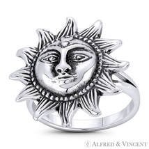 Sun Face Incan Mayan Tribal Jewelry .925 Sterling Silver Astrological Charm Ring - £39.11 GBP