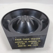 Vintage Ashtray Geer Tank Services Oil &amp; Gas Black Hard Plastic Advertis... - $16.83