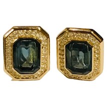Christian Dior London Blue Topaz Crystal Golden Vintage Clip Earrings - £199.83 GBP
