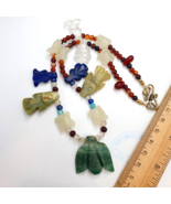 Rare Vintage Amazonite, Lapis Lazuli, jade Stone Amulets Pendants Necklace - $89.07