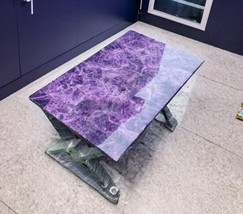 4&#39;x2&#39; Amethyst Stone Dining Table Center Table Top Mosaic Inlay Art Garden Decor - £1,050.92 GBP