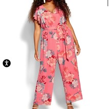 NWT City Chic Summer Floral Jumpsuit - pink Size 20 - £48.34 GBP