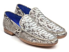 Paul Parkman Mens Shoes Loafer Moccasin Opanka Stitched Python Handmade OPK33NAT - £486.42 GBP
