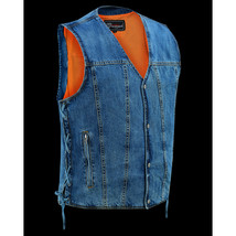 Men&#39;s Blue VNeck Denim Vest for Motorcycle Riders - $1,214.34 MXN+