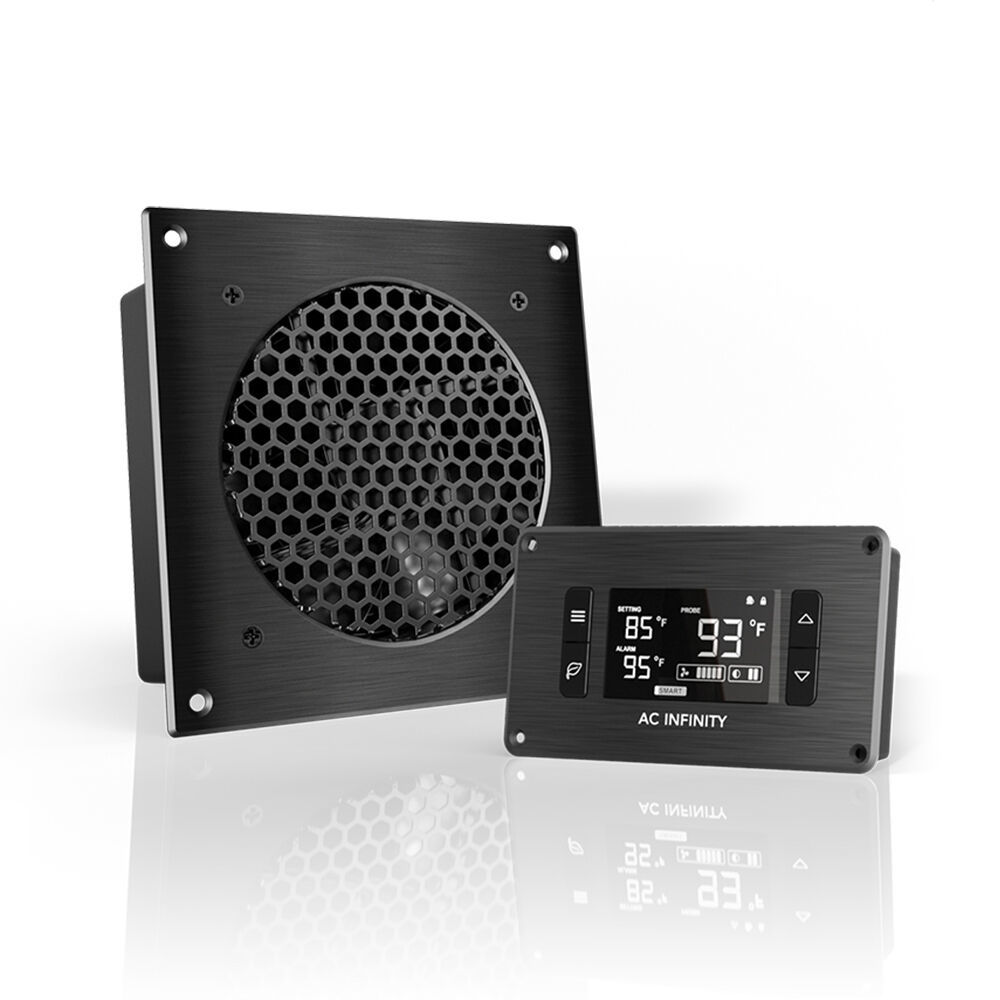 AIRPLATE T3, Cooling Fan System 6" Thermostat Control, Home Theater AV Cabinets