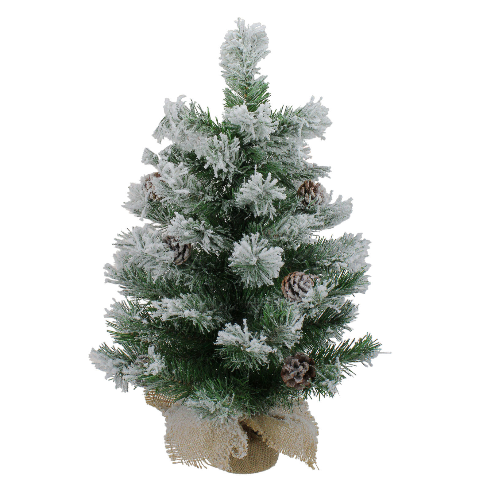 US Seller 24&quot; Flocked Pine Artificial Christmas Tree In Burlap Base Unli... - $50.38
