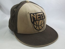Nets NBA Basketball Hat Brown Tan 7 3/8 58.7 cm Fitted New Era Baseball Cap - £11.41 GBP