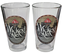 Lot of 2 Pete&#39;s Wicked Ale Beer Glasses 16oz 5 7/8&quot; Tall Libby Glass - $13.98