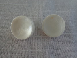 White Pearled Concave 1 Loop Vintage (2) Buttons (#3807) - $8.99