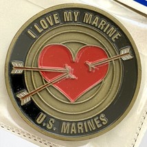 US Marines I Love My Marine Red Heart Target Challenge Coin &amp; Plastic Case 1.5&quot; - £15.77 GBP