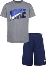 Nike Toddler Boys Dri-FIT Graphic Tee &amp; Shorts 2 Piece SetBlue Grey 3T - £22.04 GBP