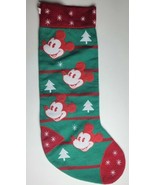 Disneyland Paris Mickey Mouse Christmas Stocking 3D Knit Green Red Vinta... - $41.14 CAD
