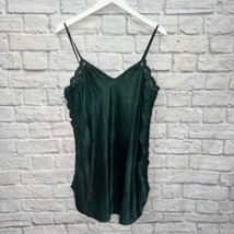 Vintage Inner Most Sissy Green Floral Lace Sheer Sides Chemise Size M Shiny 90s - £23.84 GBP