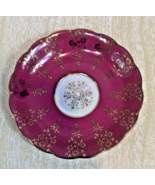 Vintage Royal Sealy China saucer from Japan Burgundy and Gold w/ Colorfu... - £7.47 GBP