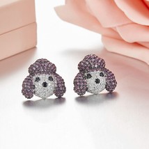 Luxury Brand Toy Poodle Design full crystal puppy Earrings AAA zircons 925 sterl - £56.79 GBP