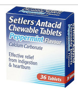 Setlers antacid chewable 36 tablets Peppermint for indigestion gerd acid... - $187.72 MXN