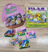 VTG 90s PAAS Easter Egg Color Kit New Unopened + 4 Egg Deco Wrappers Mushroom - £15.81 GBP