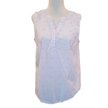 Laura Scott Sleeveless Blouse Top White Pink French Knots Dots Women&#39;s S... - £11.90 GBP