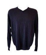 Peter Millar Sweater Navy Blue Merino Wool Silk Blend V Neck Golf Men’s ... - $32.45