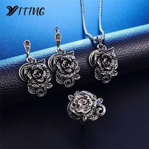 Or jewellery set fashion black crystal rose flower jewelry sets for women wedding party thumb200