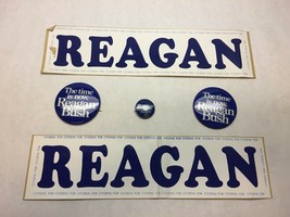 Vintage Political Republican Citizens For Reagan 3 Buttons 2 Bumper Stickers - £15.90 GBP