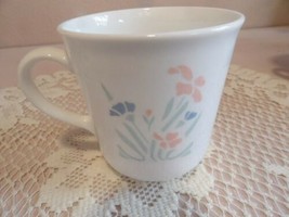 Corelle Stencil Garden Pattern Corning Ware Tea Cup Coffee Mug Blue Pink... - £3.54 GBP
