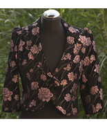 Cropped Vintage Black Floral Jacket Womens Evening Bohemian Wedding Bole... - $31.29