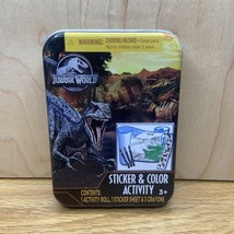 Jurassic World Dinosaur Sticker Color Activity Tin ~Travel  Activity ~Fun  - £5.43 GBP